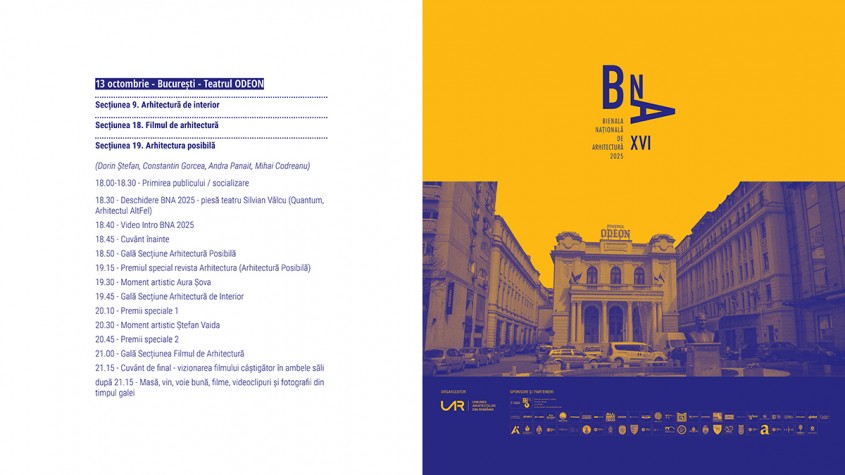 Bienala Națională de Arhitectură, ediția a XVI-a, "Altfel": Gala de la București, la Teatrul Odeon