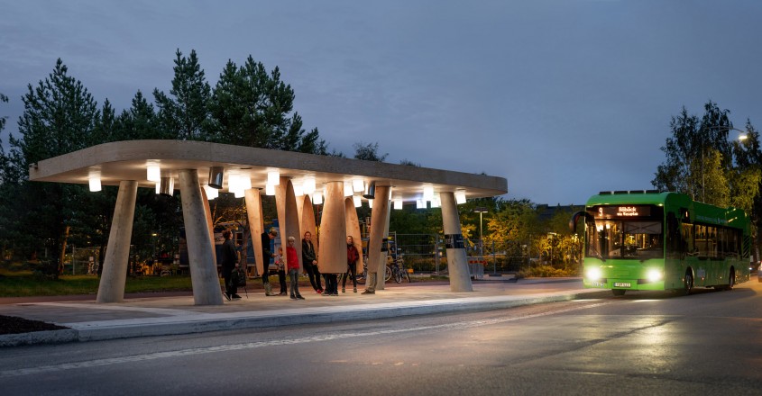 O stație de autobuz concepută pentru regiunile cu climă rece