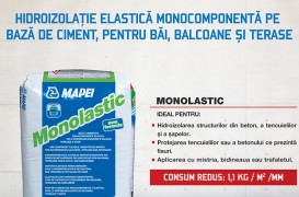 Monolastic - hidroizolatie elastica monocomponenta pe baza de ciment, pentru bai, balcoane si terase