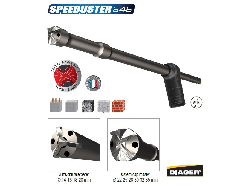DIAGER – Speeduster 646 – Burghiu pentru beton cu sistem de aspirație a prafului