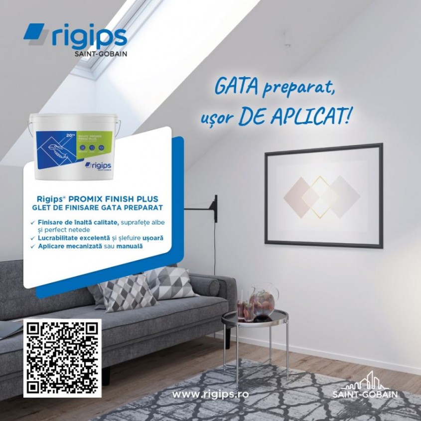 Lansare produs nou –  Rigips® PROMIX FINISH PLUS – Glet de finisare gata preparat