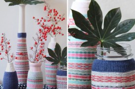 Pentru sezonul rece: vaze si ghivece decorate cu.. sosete