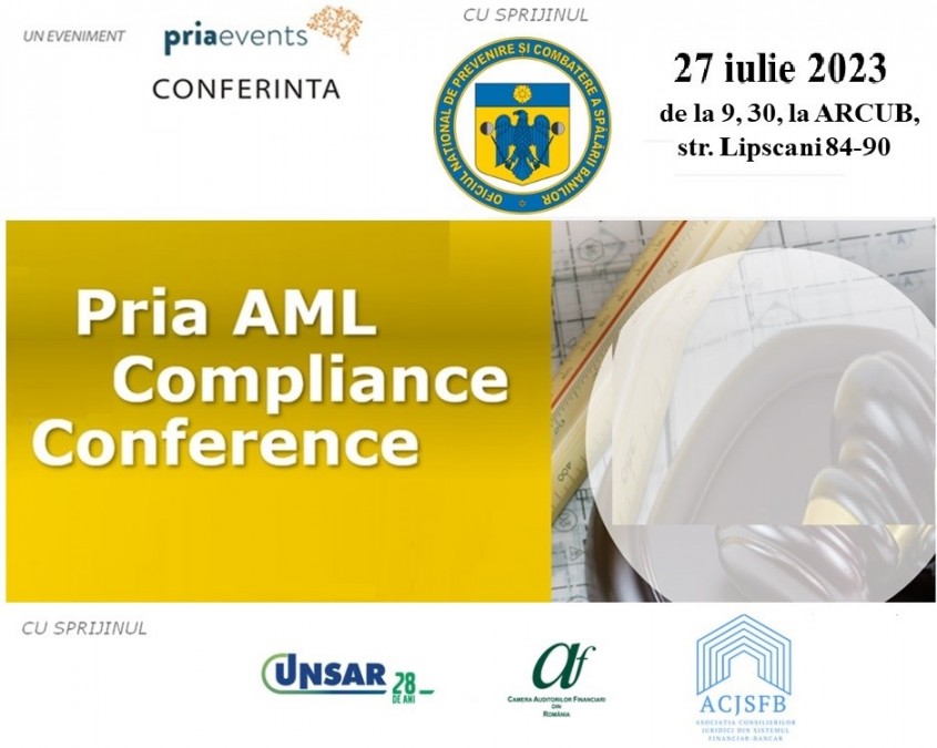 Conferința Pria AML&COMPLIANCE Romania are loc pe 27 iulie 2023 