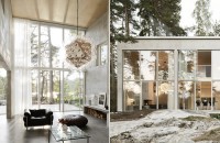 O casă cu șase pereți de beton și multe vitraje, pentru o relație necondiționată cu natura