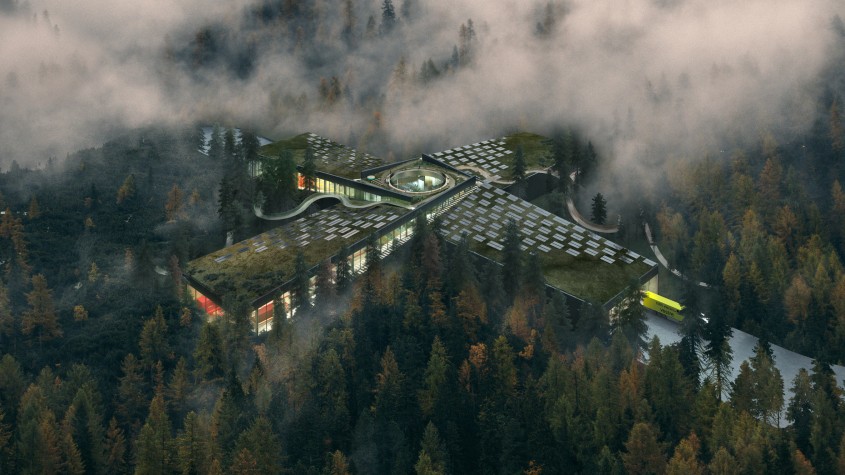 O fabrică de mobilă în mijlocul pădurii, exemplu de arhitectură sustenabilă