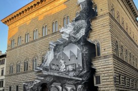 „Rana” culturii în era Covid: O iluzie optică monumentală sparge zidurile Palazzo Strozzi din Florenţa
