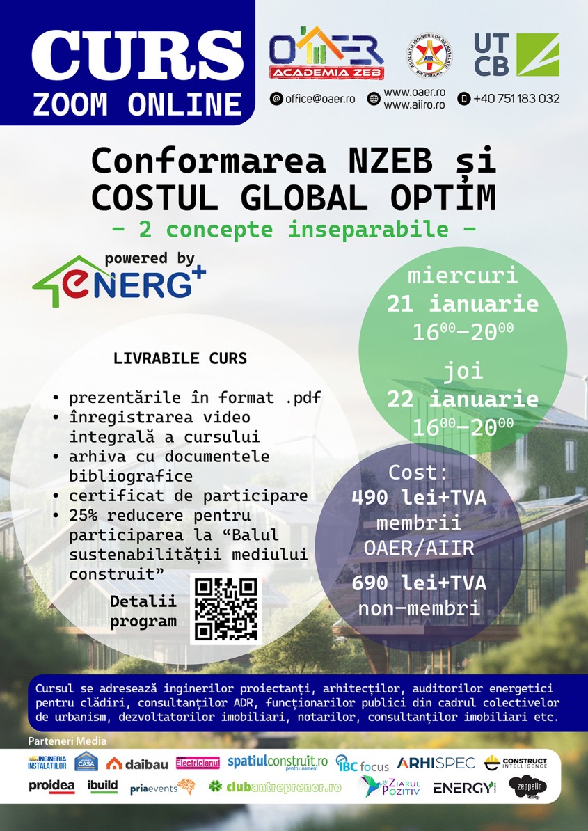 CURS ONLINE ACADEMIA ZEB – Conformarea NZEB și COSTUL GLOBAL OPTIM
