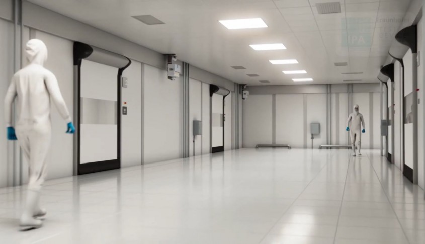 Ușa rapidă Dynaco D-313 Cleanroom CL4 Prima ușă rapidă pentru camere curate certificată ISO 14644-1 Clasa