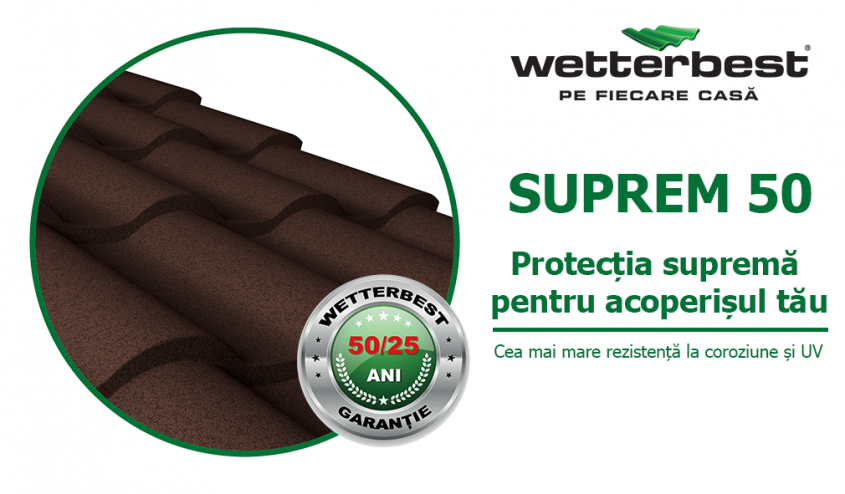 Wetterbest lansează SUPREM50, protecția pentru acoperiș cu cea mai mare rezistență la coroziune și raze UV