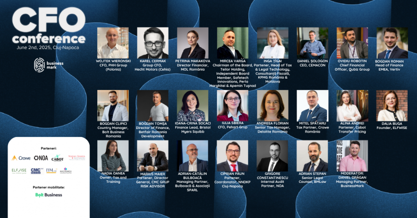 O nouă ediție a proiectului „CFO Conference” la Cluj-Napoca. 22 de experți dezbat viitorul managementului financiar