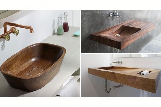 Lavoare din lemn pentru un aspect natural al băii