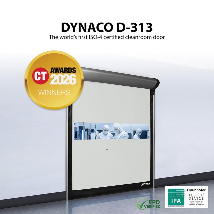 Ușa rapidă Dynaco D-313 CL4, premiată pentru inovație &icirc;n camere curate