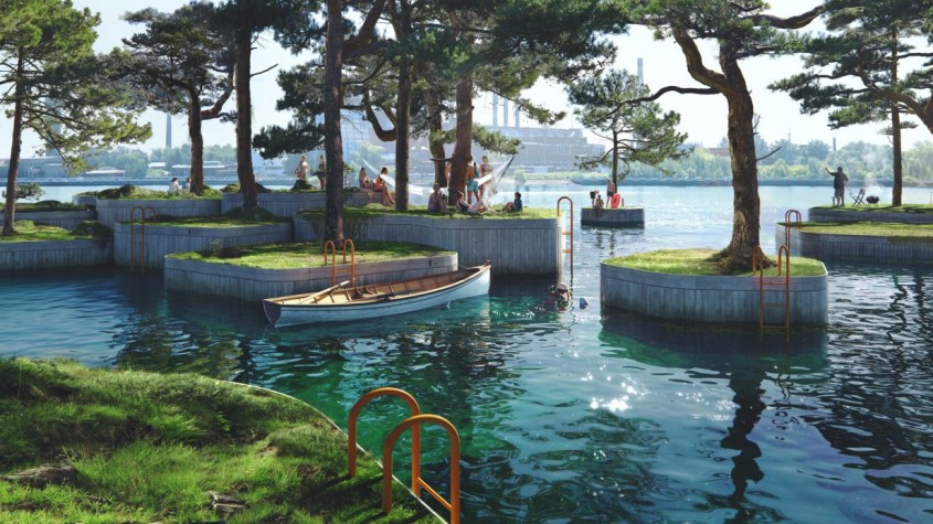 Un "arhipelag" de parcuri plutitoare, construit într-o capitală europeană