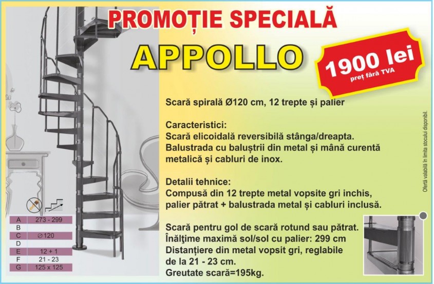 Scara în spirală Appolo - Promoție specială