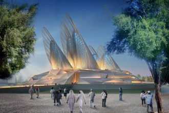 Un muzeu futurist creat Foster + Partners își deschide aripile pentru a se răcori