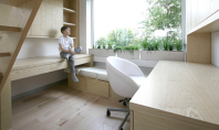 Obiecte de mobilier mobile reconfigureaza camera copilului Interiorul pentru Studenti realizat de echipa Ruetemple ocupa spatiul
