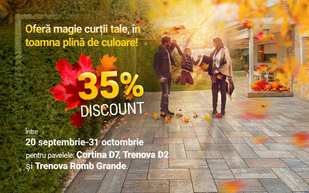 Promoție: 35% discount pentru pavelele Cortina D7 și Trenova, de la Elis Pavaje!