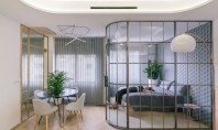 Pereți din sticlă cu scopul de a separa spațiile dintr-un apartament Arhitectul Manuel Ocana a proiectat