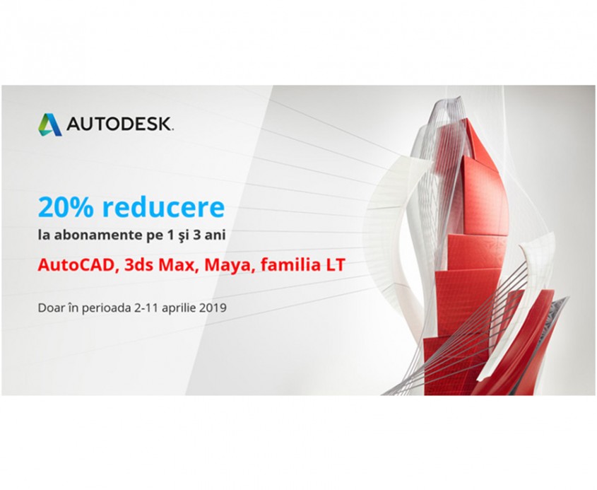 FLASH PROMO: 20% reducere la AutoCAD, 3ds Max, AutoCAD LT și AutoCAD Revit LT Suite