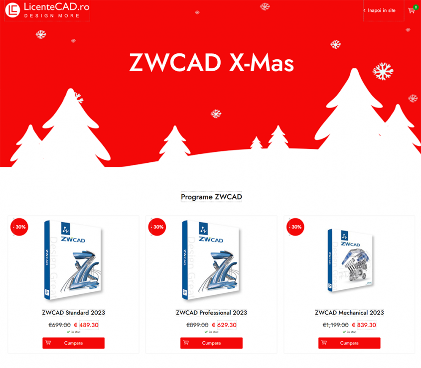 În perioada 4 decembrie-22 decembrie licențele ZWCAD au discount de 30%