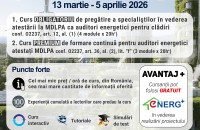 Cursuri auditori energetici 13 martie - 5 aprilie 2026