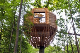 O casă în copac din Franța, care are un interior surprinzător