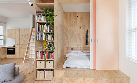 O mica cutie din placaj schimba complet organizarea spatiala a locuintei