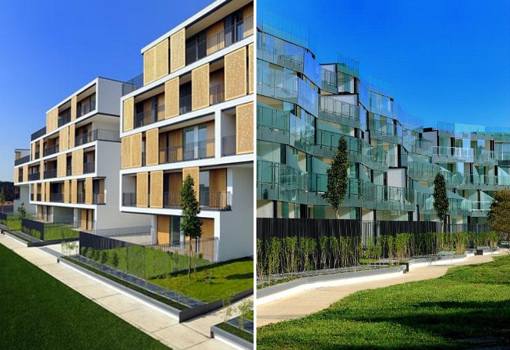Complexul de apartamente Milanofiori, verde la interior si la exterior