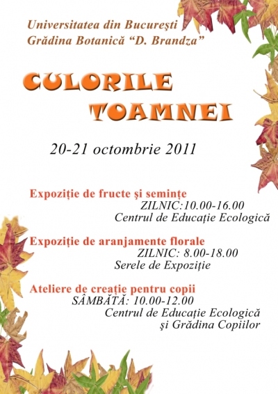 Gradina Botanica din Bucuresti va asteapta la a IV-a editie a evenimentului "Culorile toamnei"