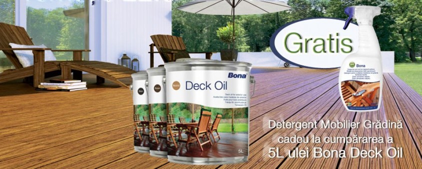 Promotie - detergent mobilier gradina cadou la cumpararea a 5 L ulei Bona Deck Oil