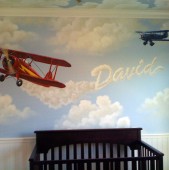Imi place foarte mult ideea cu norisorii pe tavan Sora mea urmeaza sa renoveze camera copilului