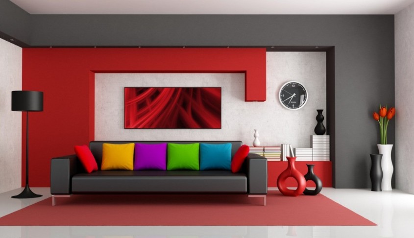 Rosu dinamic, pentru living-uri