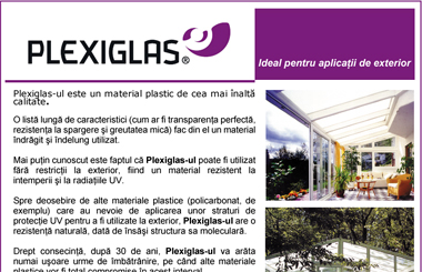 Plexiglas - ideal pentru aplicatii de exterior