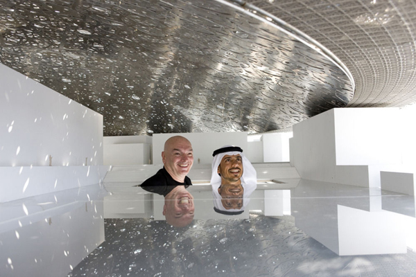 Jean Nouvel inspecteaza un prototip pentru domul Centrului Cultural din Abu Dhabi
